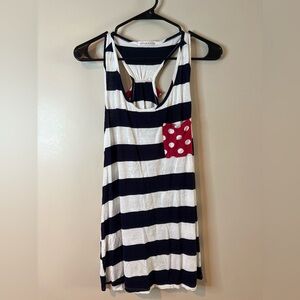 Coco & Main Navy and White Stripe Bow Back Tank EUC